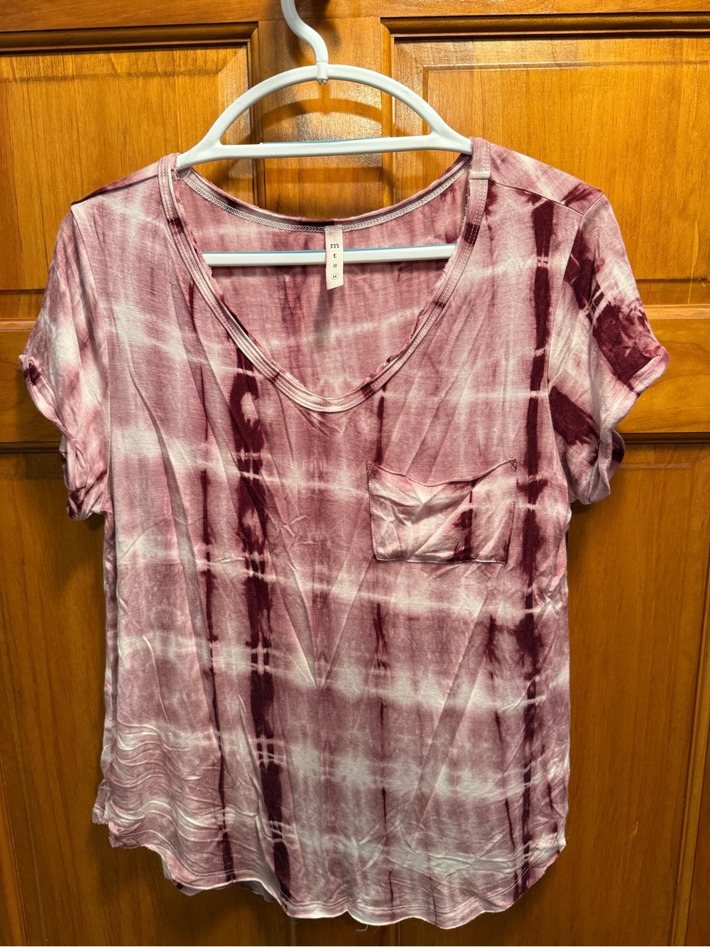 mts Rose Tie-Dye V-Neck Short Sleeve Pocket Tee